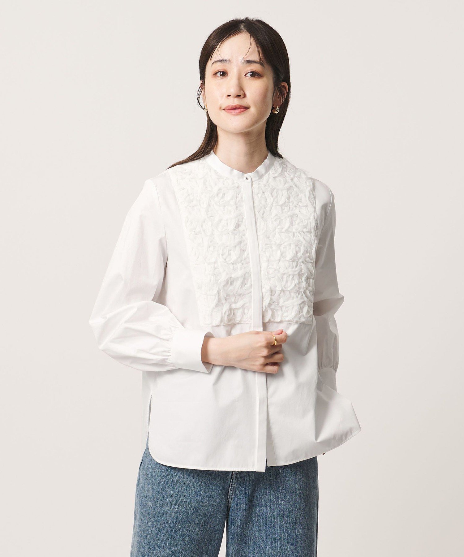 缎面刺绣花朵衬衫女衫