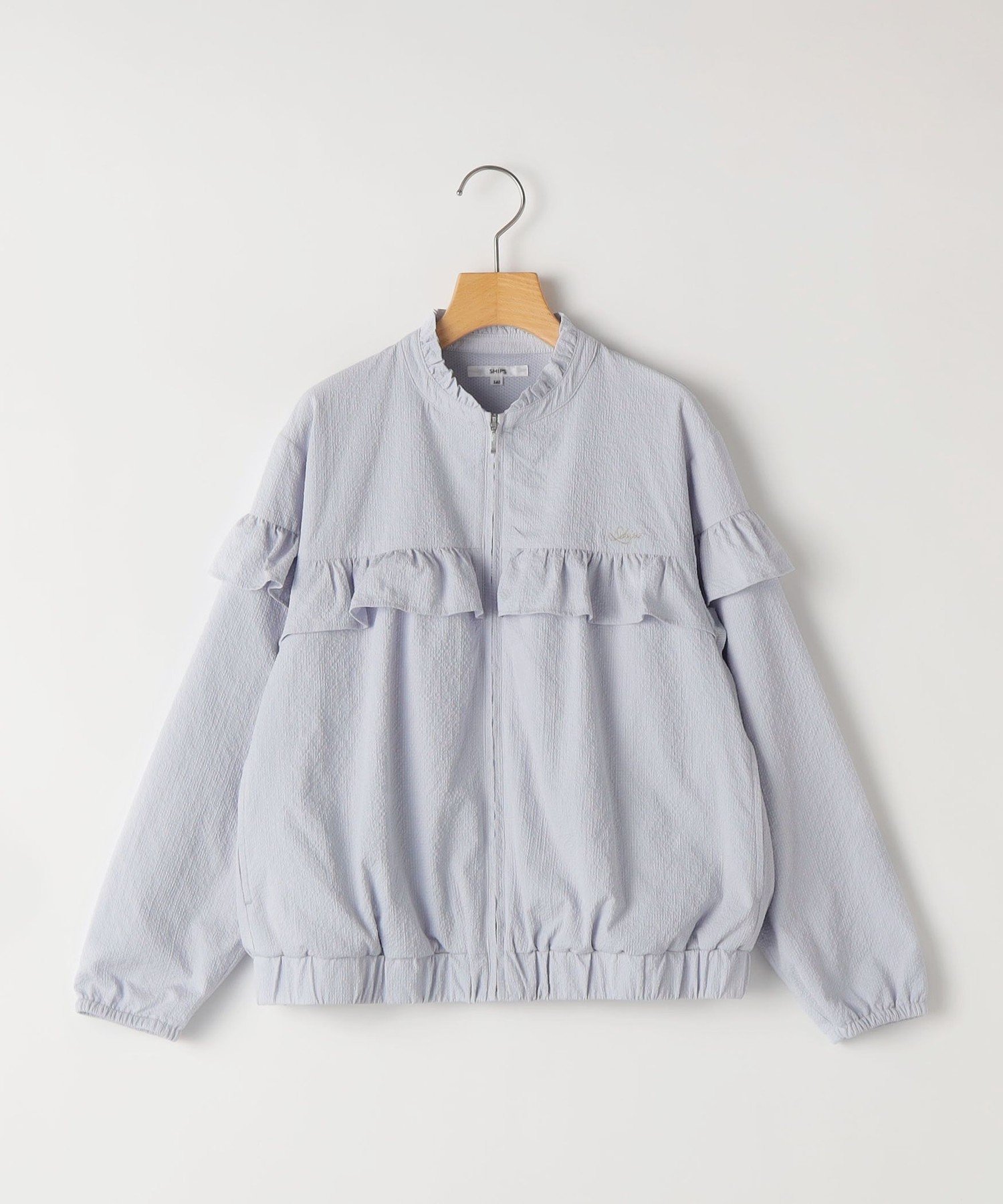 SHIPS KIDS:140~150cm / <防紫外线>干触褶边轻薄外套