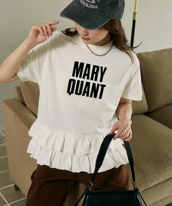 MARY QUANT × PUBLUX/Mary Quant 下摆分层切换标志T恤限量版