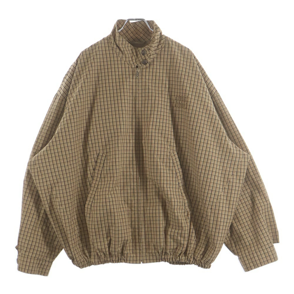miumiu 25SS 全格纹正面徽标拉链夹克外套米色 ML1066