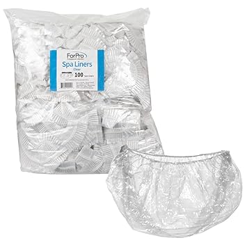 ForPro 专业系列水疗衬垫，适合所有足疗水疗中心，一次性足疗衬垫，透明，100 片