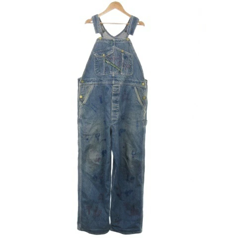 [二手货] KEY 复古工装裤工作服牛仔布手绘全身图案蓝色/AH25 ■GY44 男士女士 [矢量旧衣服] 251212