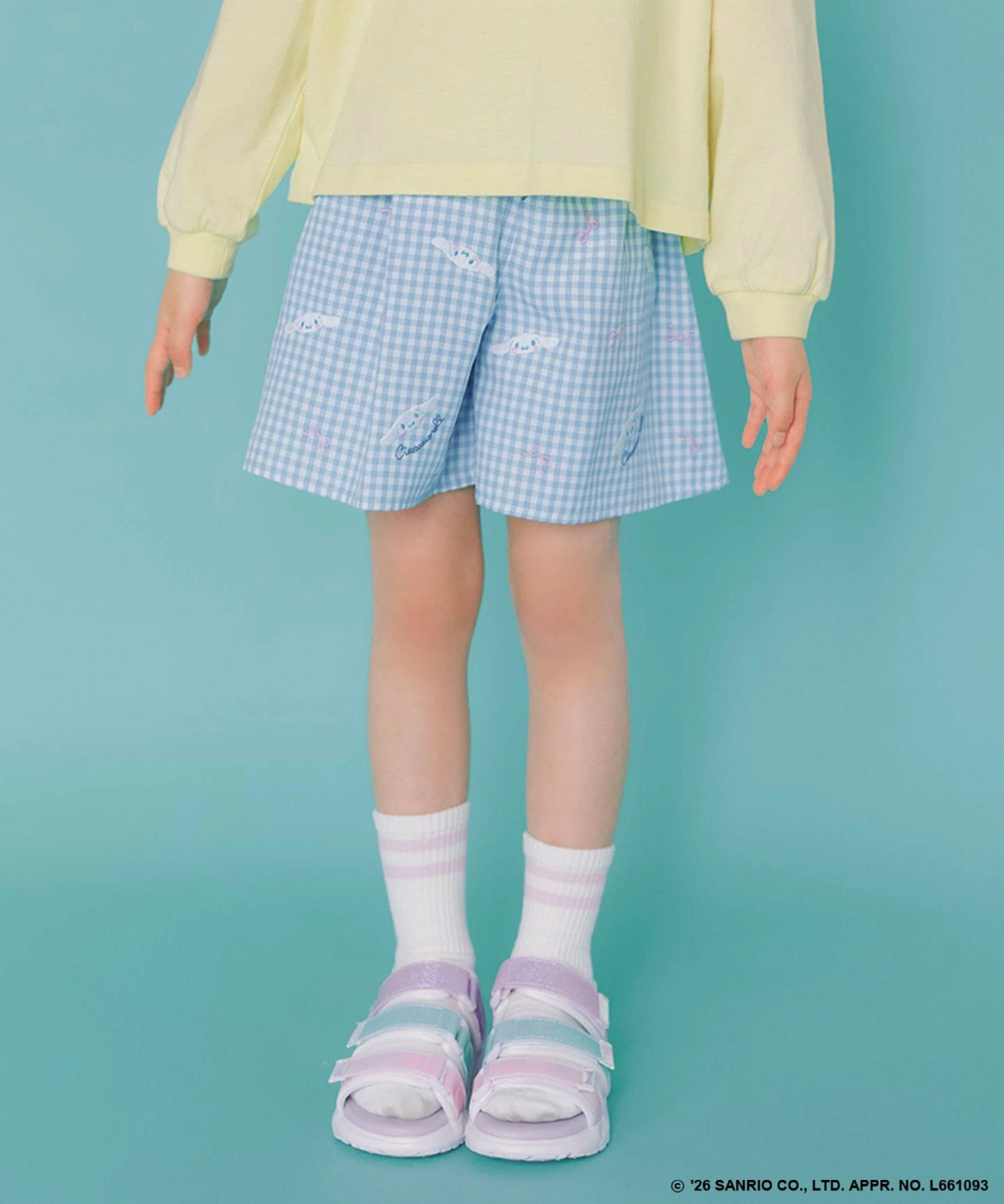 [Cinnamoroll x ANY KIDS] 刺绣格纹裙裤