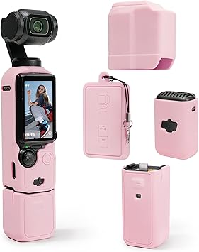 DJI Osmo Pocket 3 / Xtra Muse 相机保护套，柔软硅胶握套，带屏幕和麦克风保护，轻便，防刮，Pocket 3 修身贴合皮肤配件（粉色）