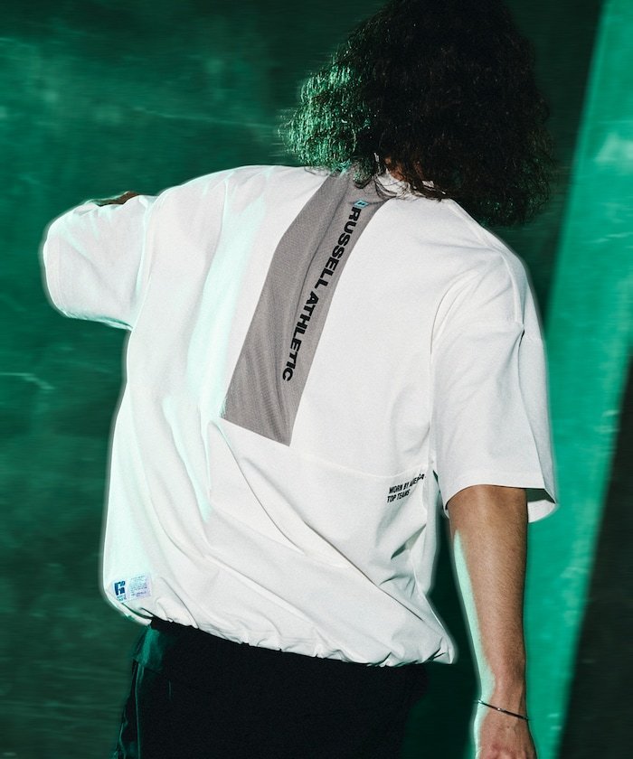 RUSSEL ATHLETIC×FREAK'S STORE 定制大廓形翻背设计下摆绳索T恤【限量发售】