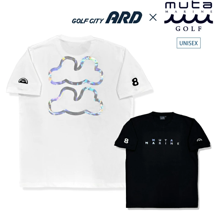muta MARINE GOLF Muta Marine Golf x Golf City Aldo 定制男式女式高尔夫服限量弹力T恤棉混纺修身全息刺绣