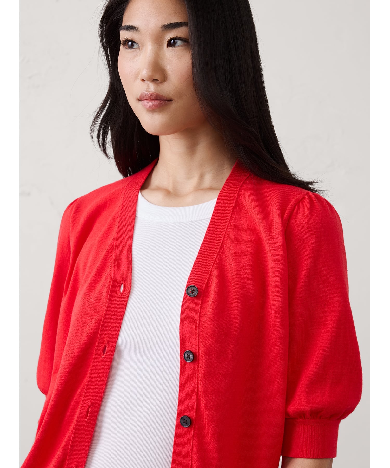 (W)BANANA REPUBLIC FACTORY STORE JPN SS PUFF VEE CARDI -FOREVER