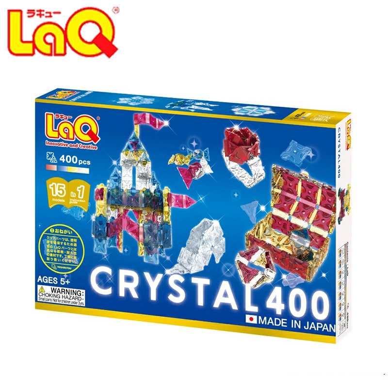 LaQ LaQ 水晶 400 个 [免费包装] 益智玩具积木 自由式生日礼物 男孩女孩玩具 益智玩具 日本制造 入学礼物 圣诞节 小学生 流行 5 岁 6 岁 7 岁