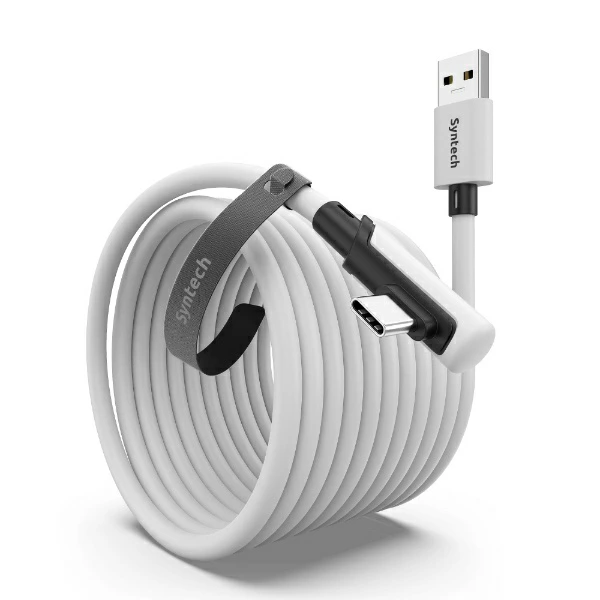 新泰克 | Syntech Meta Quest 3S 兼容 / PICO 4 Ultra 兼容 / Meta Quest 3 兼容 Syntech 连接线 [USB A - USB C] 连接线 M32-6W 6m 连接线 白色 M32-6m-WH