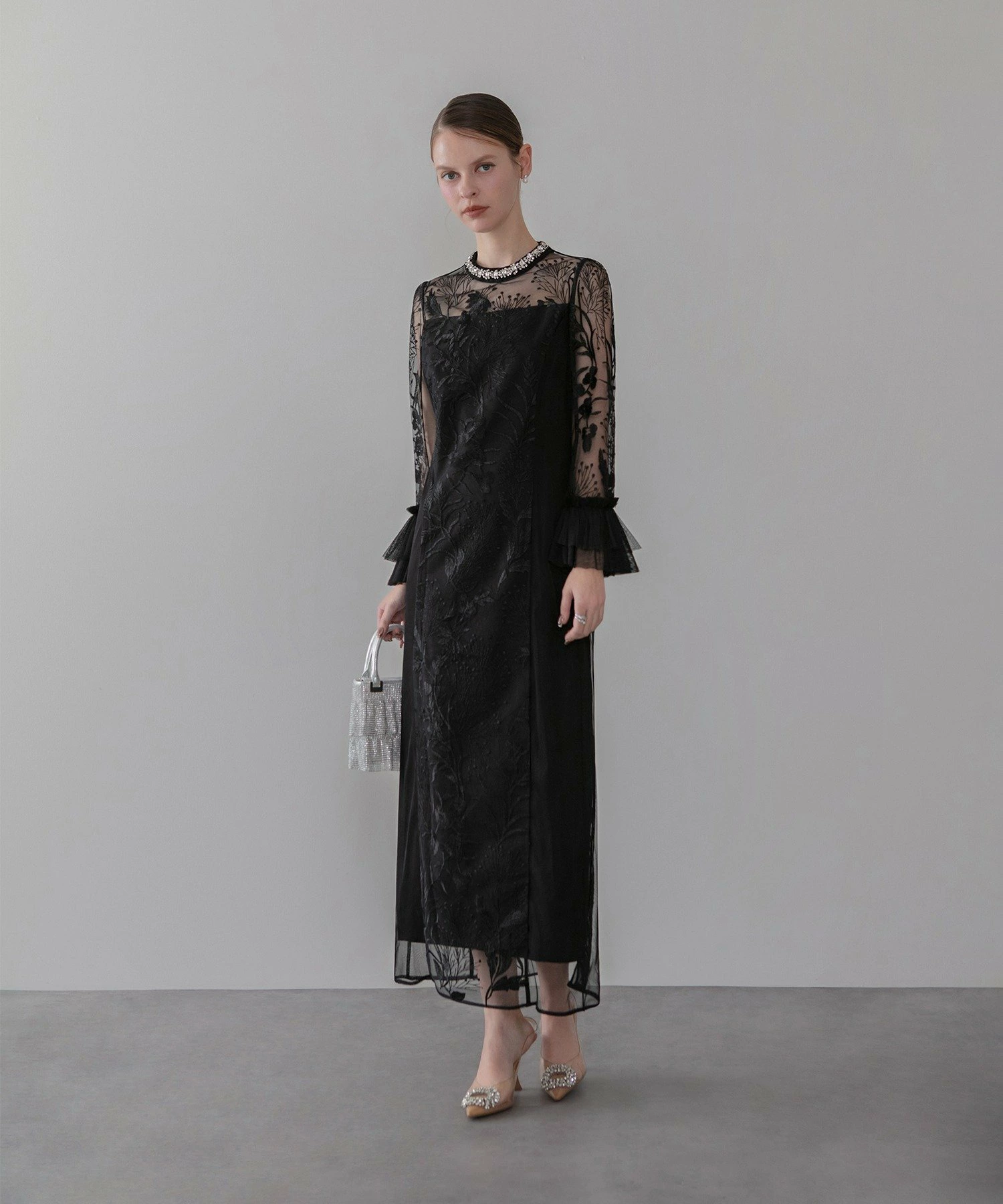 Leja-Flower 蕾丝宝石色I字形连体礼服婚礼