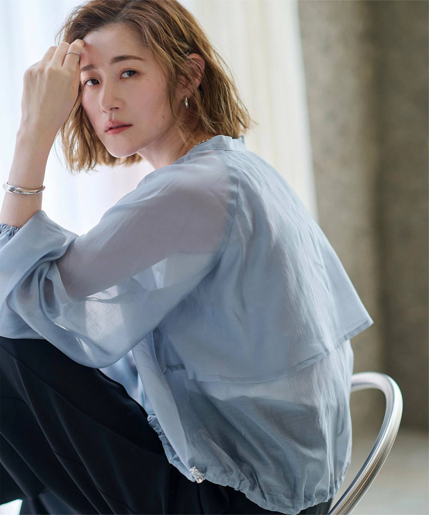 抽绳透明束口夹克羽织轻薄外套 Hiyoku York