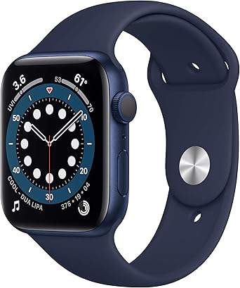 Apple Watch Series 6（GPS，44 毫米）- 蓝色铝制表壳，搭配深海军蓝运动表带（更新版）
