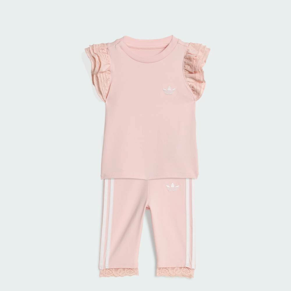 [官方] adidas 可回收蕾丝 3/4 紧身裤 T 恤套装