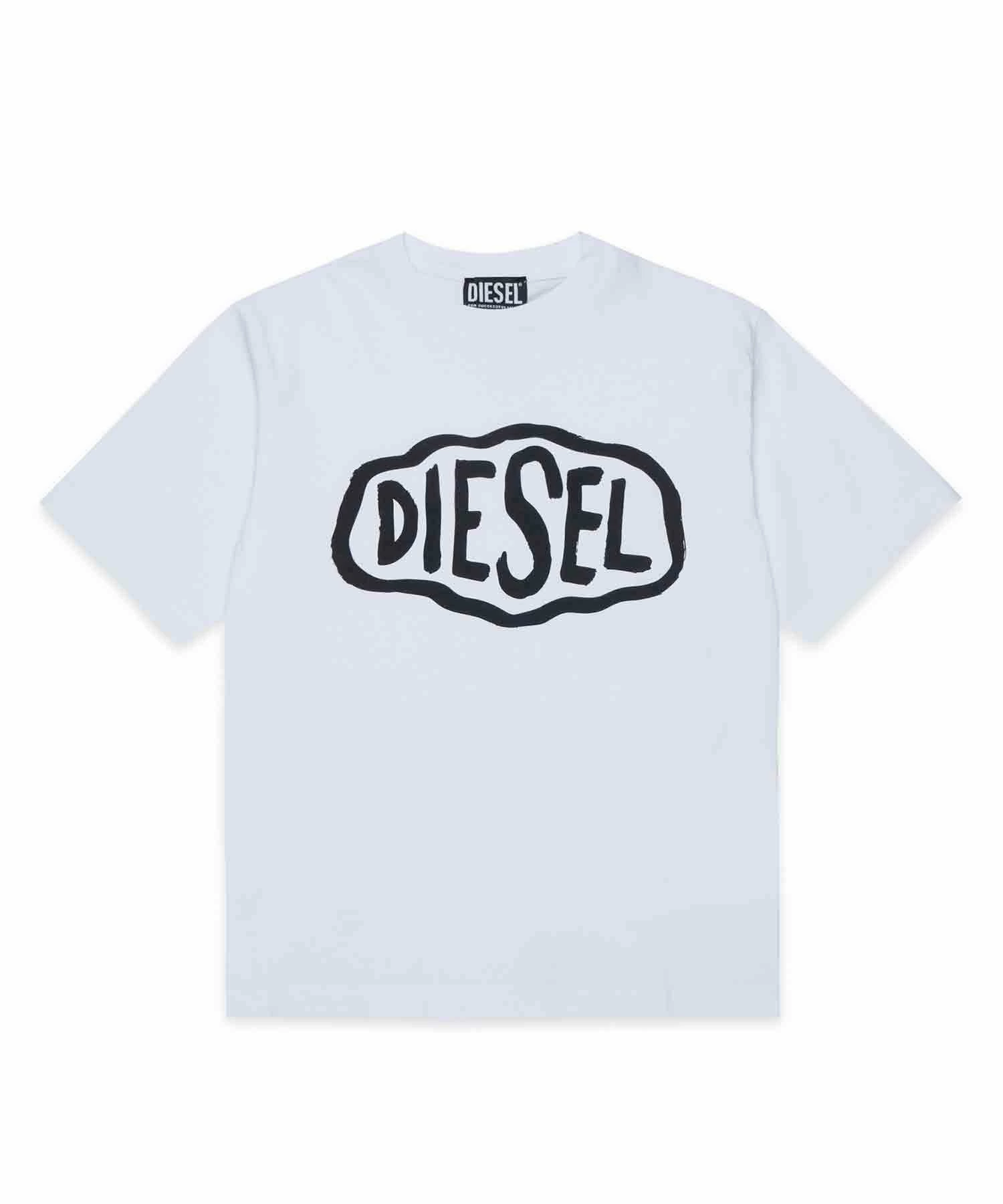 DIESEL Kids & Junior 品牌徽标短袖 T 恤裁剪和缝制