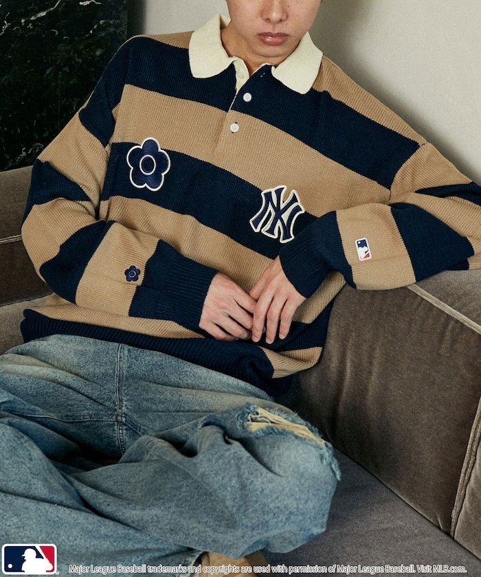 MLB×MARY QUANT KNIT RUGBY SHIRT/针织橄榄球衫 25AW
