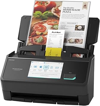 ScanSnap iX2500 无线或 USB 高速云文档、照片和收据扫描仪，配有 5 英寸大型触摸屏和 100 页自动文档进纸器，适用于 Mac 或 PC，黑色