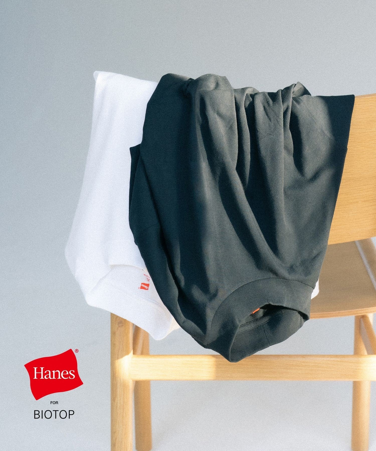 [Hanes for BIOTOP] 美棉小高领 T 恤 2P