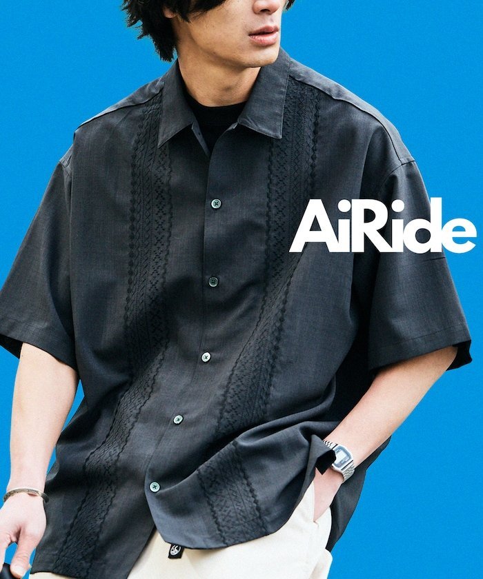 <防紫外线、触感凉爽、吸湿快干> AiRide/Air Ride Relaxed Fit Cuban Shirt/Pocketable [限量版]