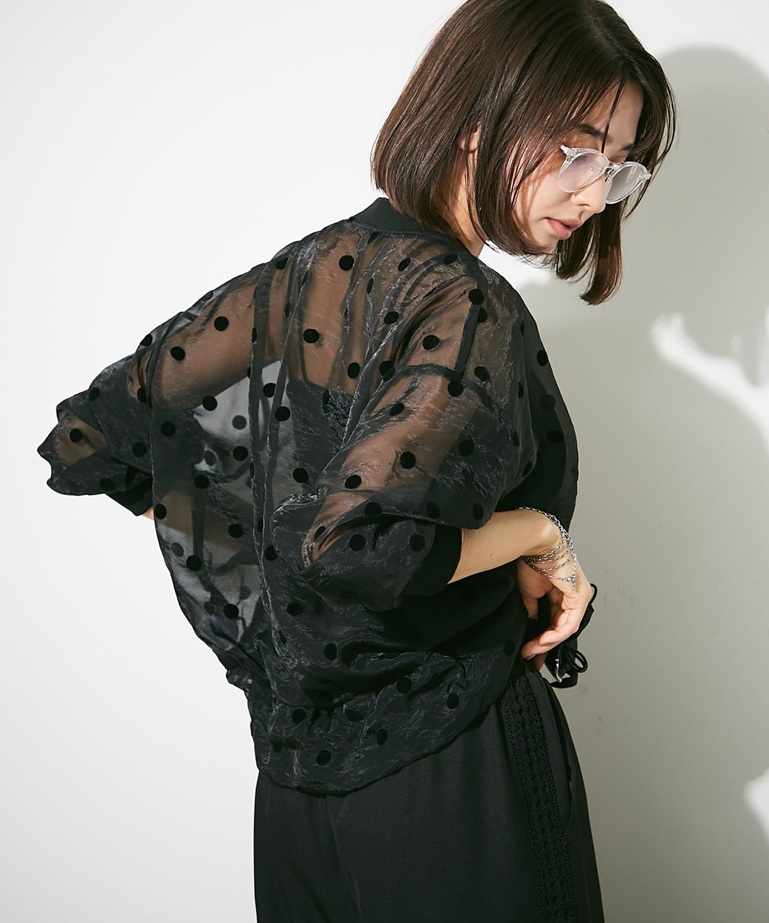 [WEB提前预订] 透明植绒圆点外套