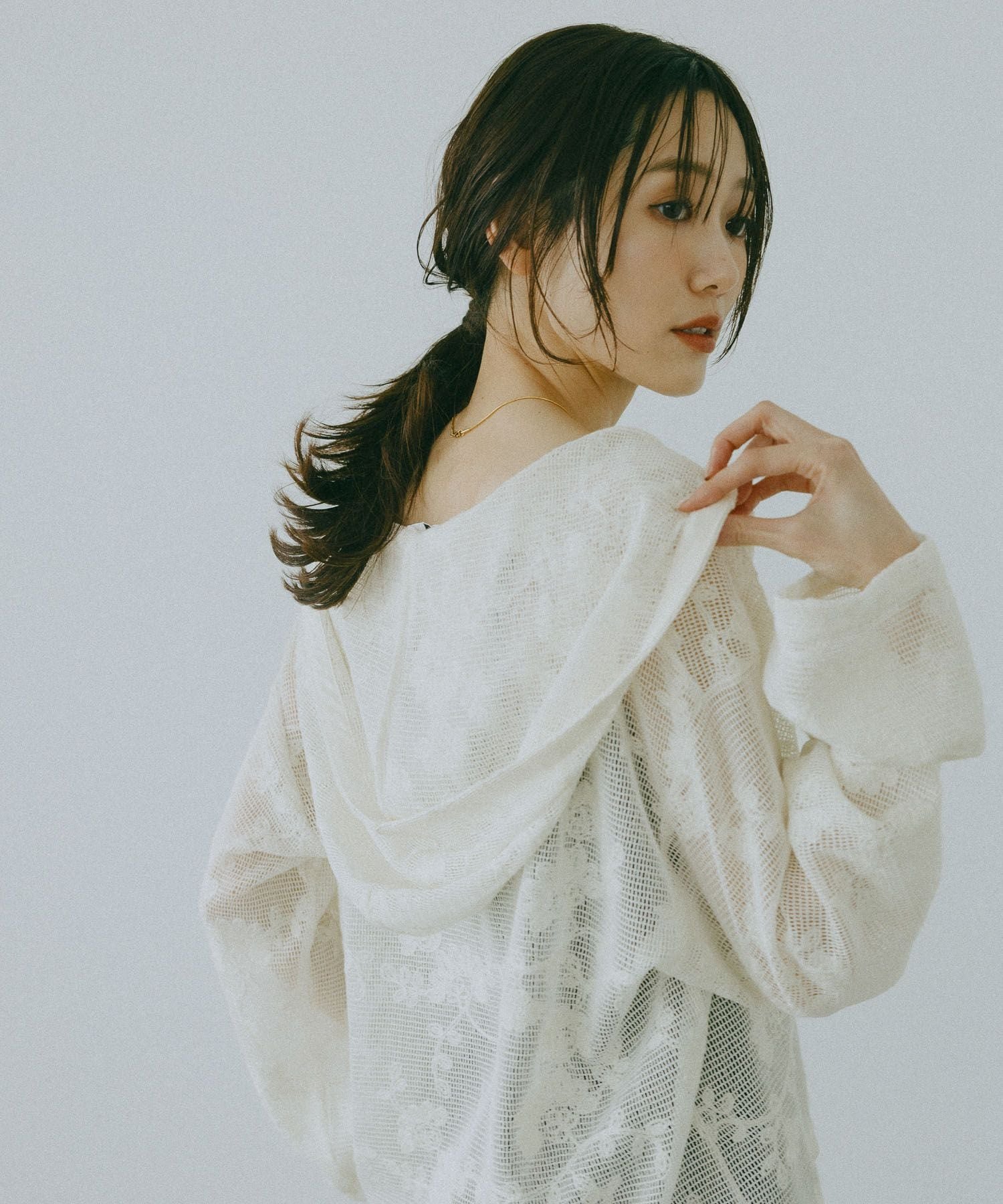 提花蕾丝帽衫/632458