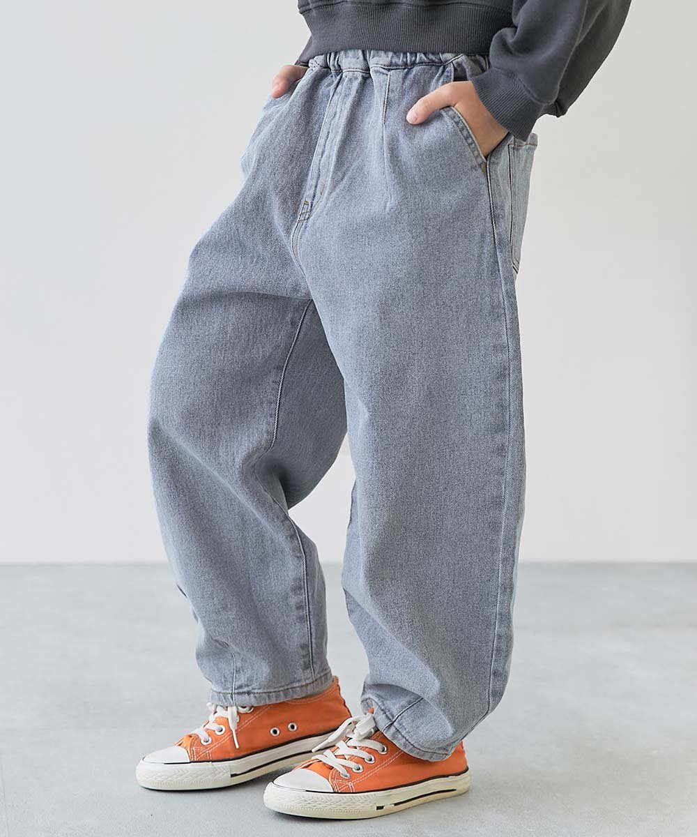 弹力牛仔宽松褶边长裤儿童服装儿童男童女童 26SS