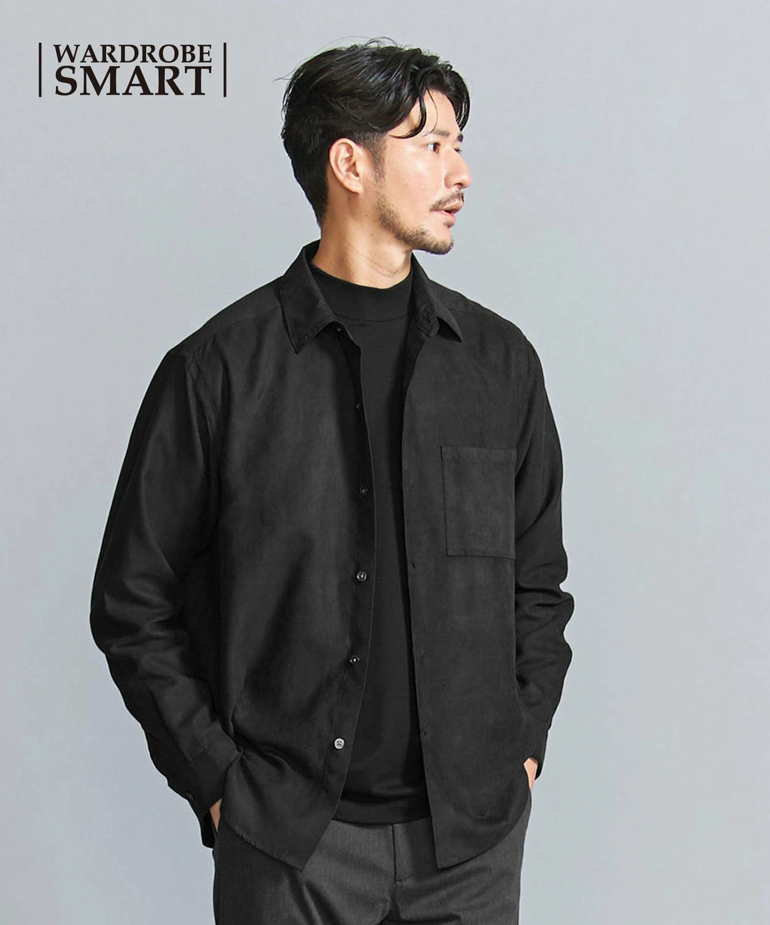 [WEB限定WARDROBE SMART]仿麂皮衬衫