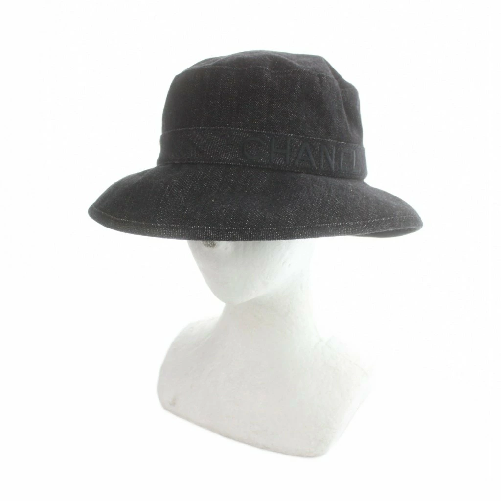 [二手货] CHANEL 水桶帽 帽子 牛仔布标志 M 黑色 ■GY69 /MQ ■OH 女士 [矢量旧衣服] 260319