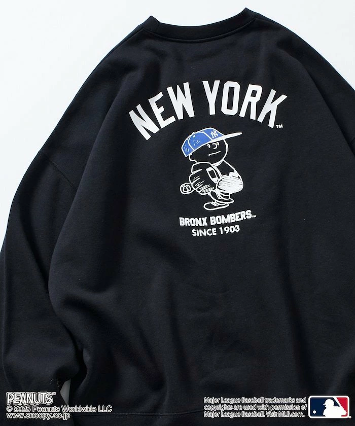 MLB×PEANUTS 特别订购大廓形背面印花圆领运动衫/YANKEES [限量发售] 25AW