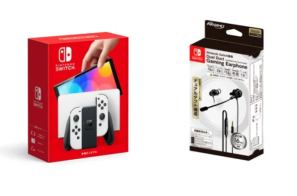 【套装产品】Nintendo Switch（有机EL款）Joy-Con(L)/(R)白色+Nintendo Switch双导管游戏耳机黑色Nintendo Switch