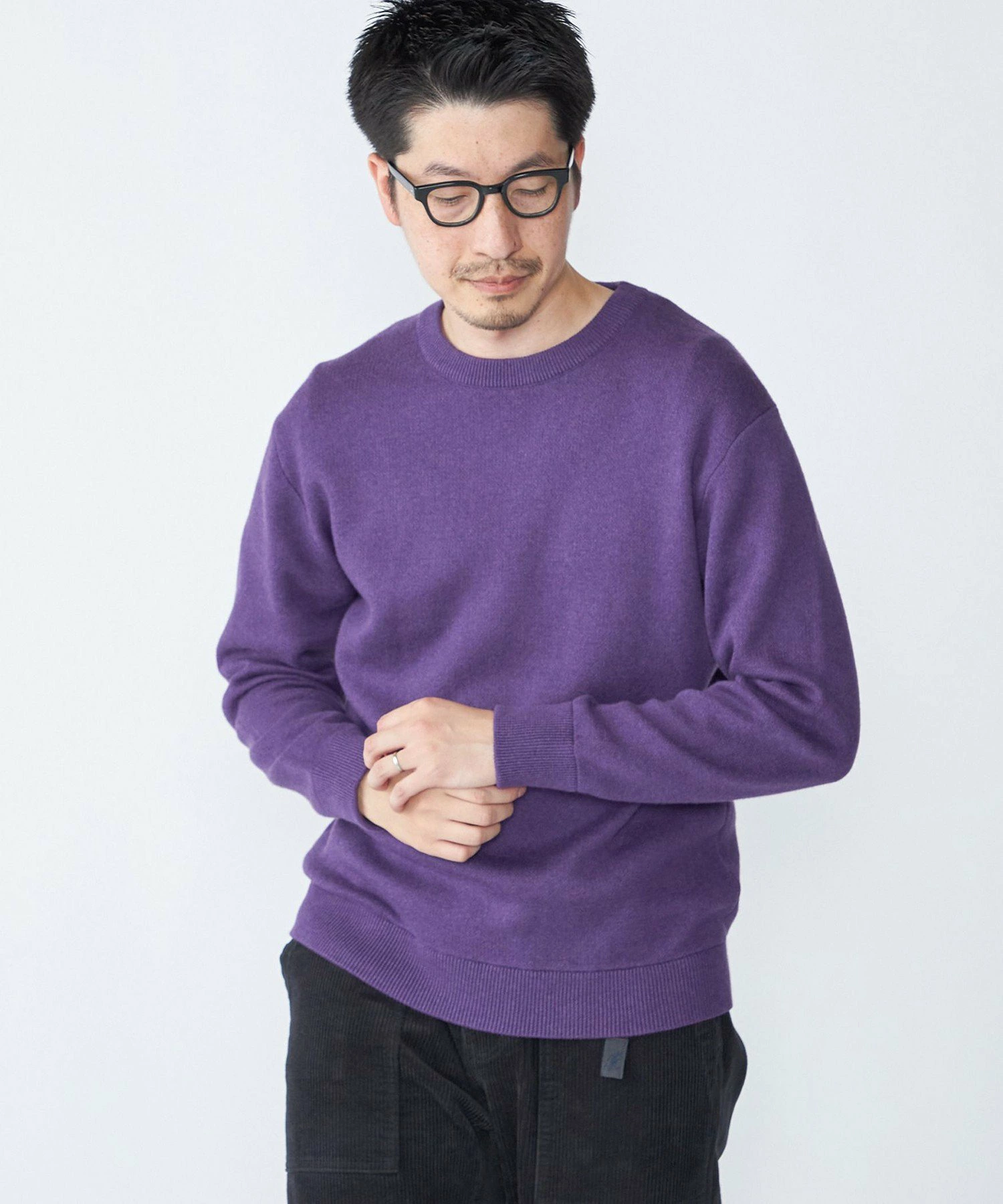 发货：<可机洗> 棉质羊绒纯色圆领针织衫