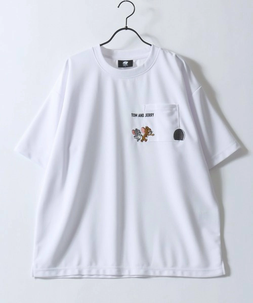 Tom & Jerry 汤姆和杰瑞 T 恤男式阿蒙森超大一点刺绣口袋短袖 T 恤女式男女通用