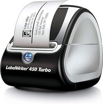 DYMO 标签打印机 | LabelWriter 450 Turbo 直热式标签打印机，快速打印，非常适合标签、归档、运输、邮寄、条形码等，家庭和办公室组织（更新）