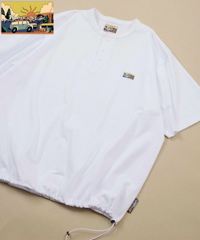 FREAK'S STORE for BEACH & FES 宽松版型单点徽标纺锤亨利领 T 恤