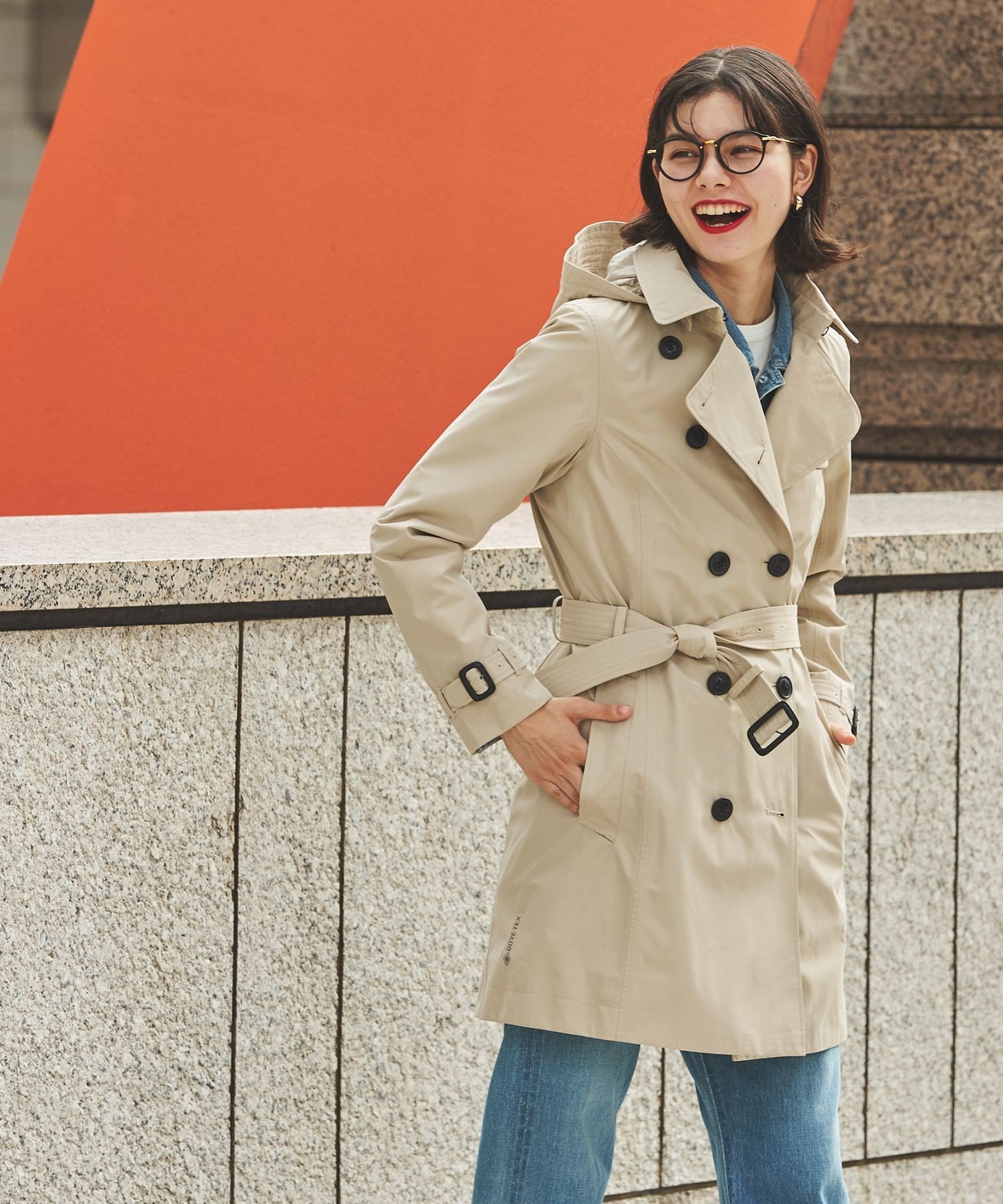 GORE-TEX 防水透气防风 GORE-TEX 连帽长款风衣