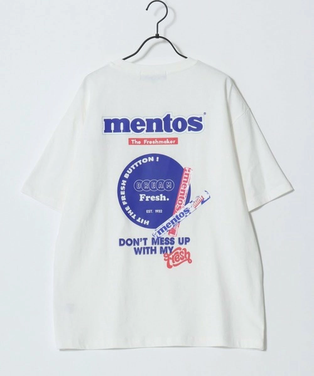 mentos T 恤男式超大印花口袋短袖 T 恤女式男女通用