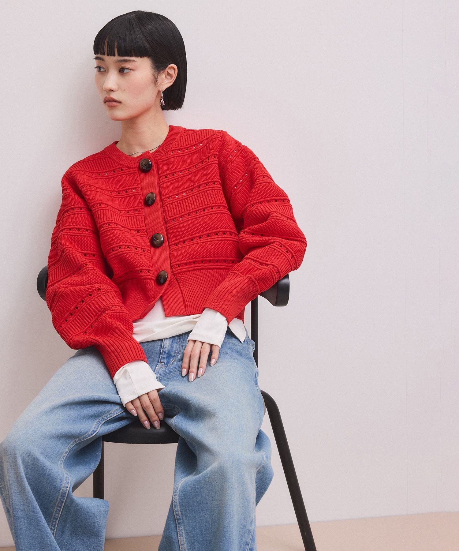 [WEB限定]混合图案针织开衫