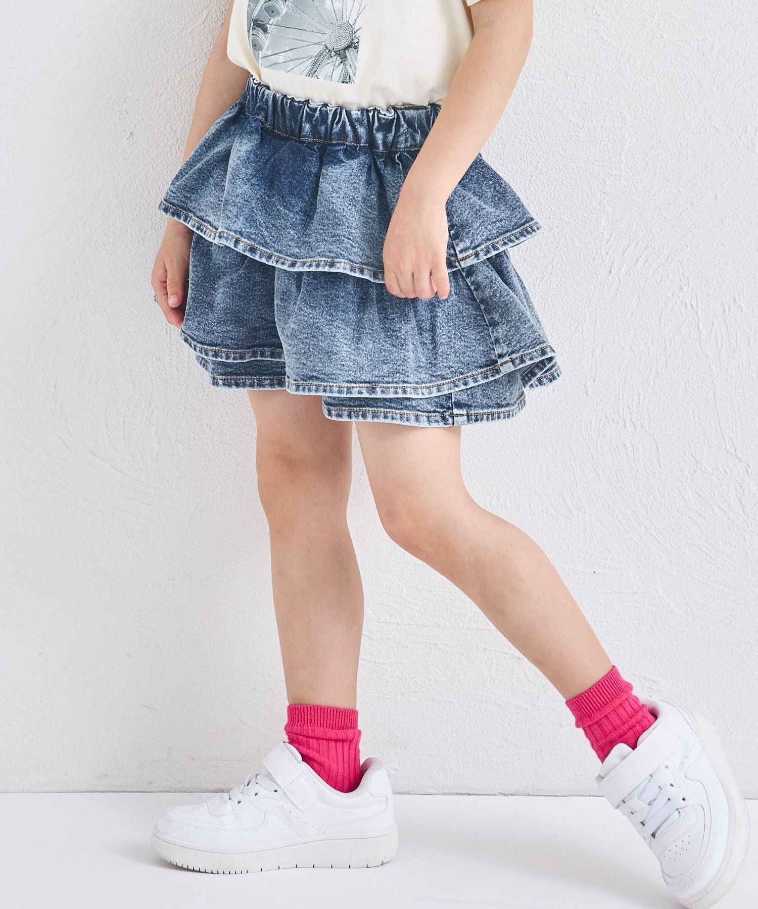 [添加新颜色] 女童分层牛仔裙/儿童