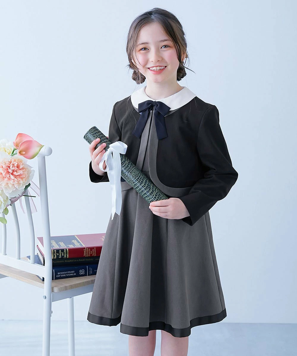 正装领连衣裙 2 件套童装儿童女孩正装套装 26SS