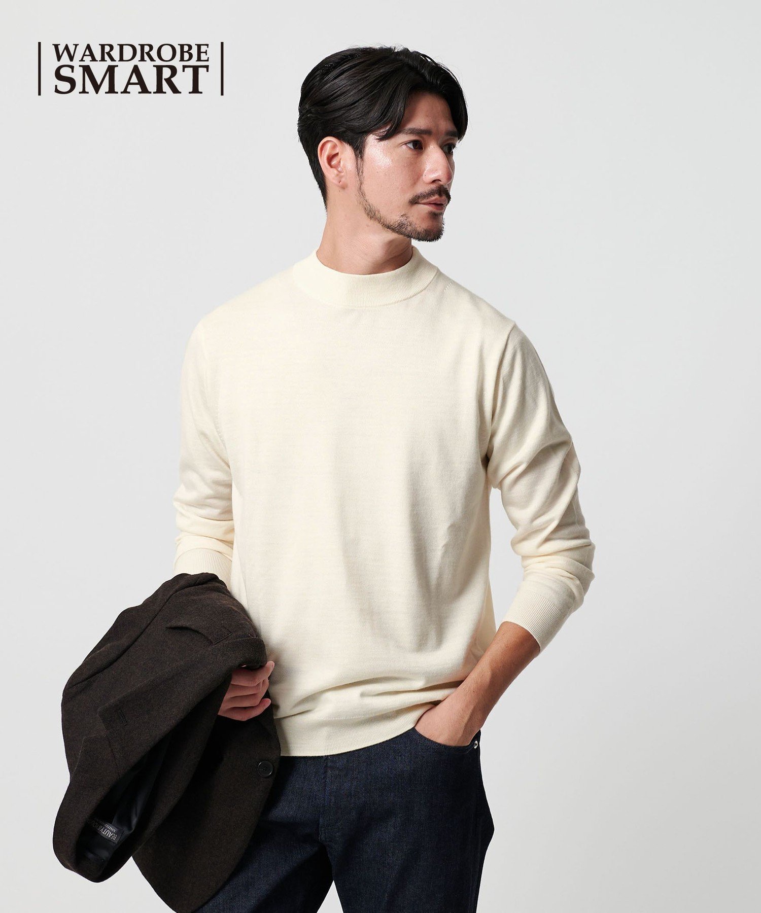 [网页限定 WARDROBE SMART] 可机洗羊毛混纺夹克圆领