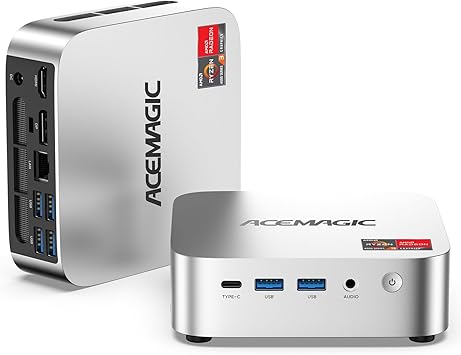 ACEMAGIC K1 迷你电脑 AMD Ryzen 4300U 16GB DDR4 1TB SSD 迷你电脑 (Turbo 3.7GHz)，Win 11 Pro Radeon 4K 三重显示台式电脑 3.2USB-C 最大 28W，VESA GbE/WiFi/BT 教育/商务办公
