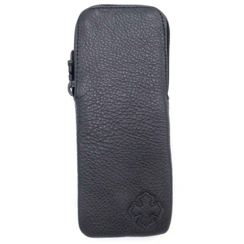 CHROME HEARTS CASE 皮革匕首拉链眼镜眼镜盒黑色