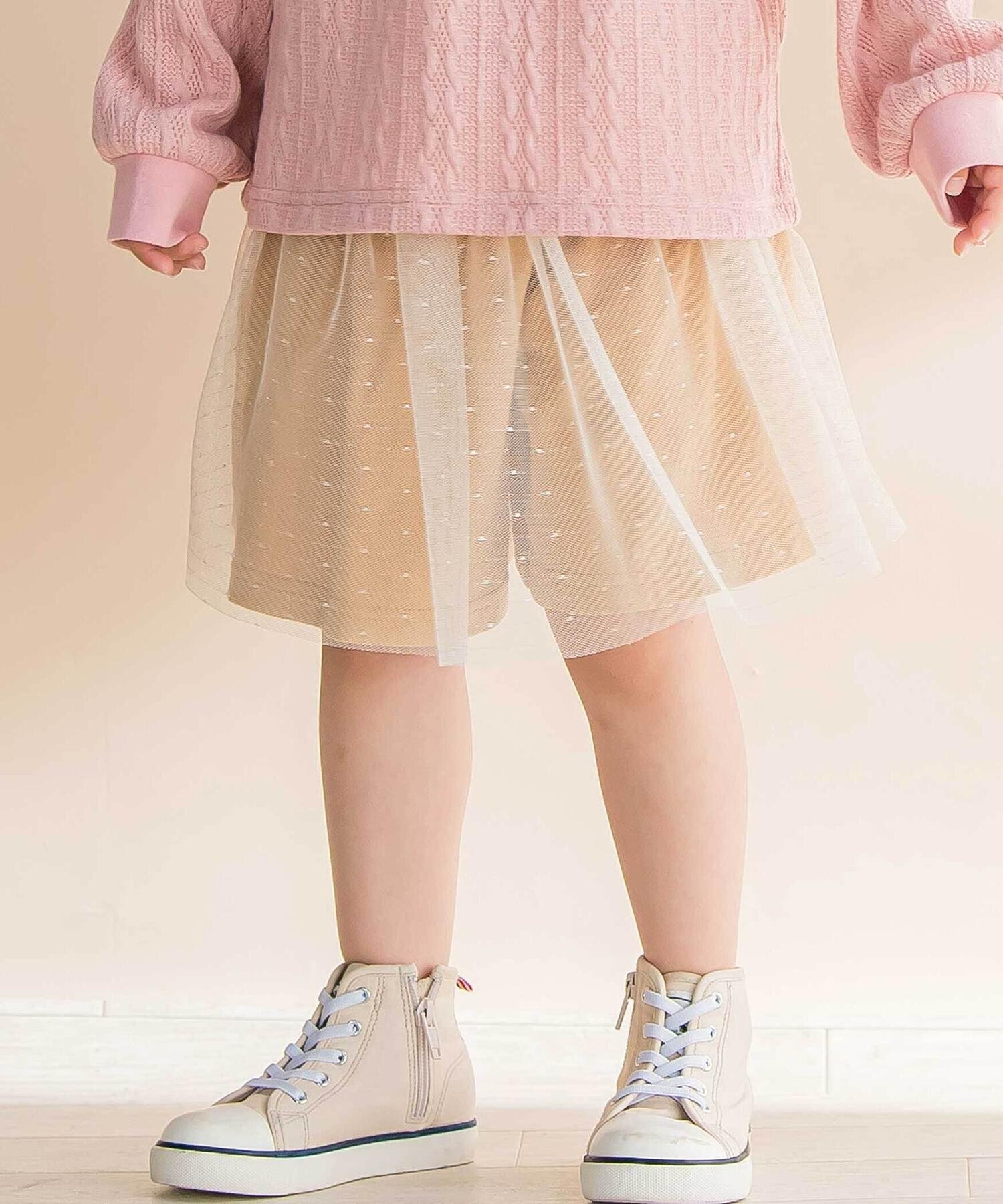 ラメ入りチュールティアードキュロット(80~130cm)