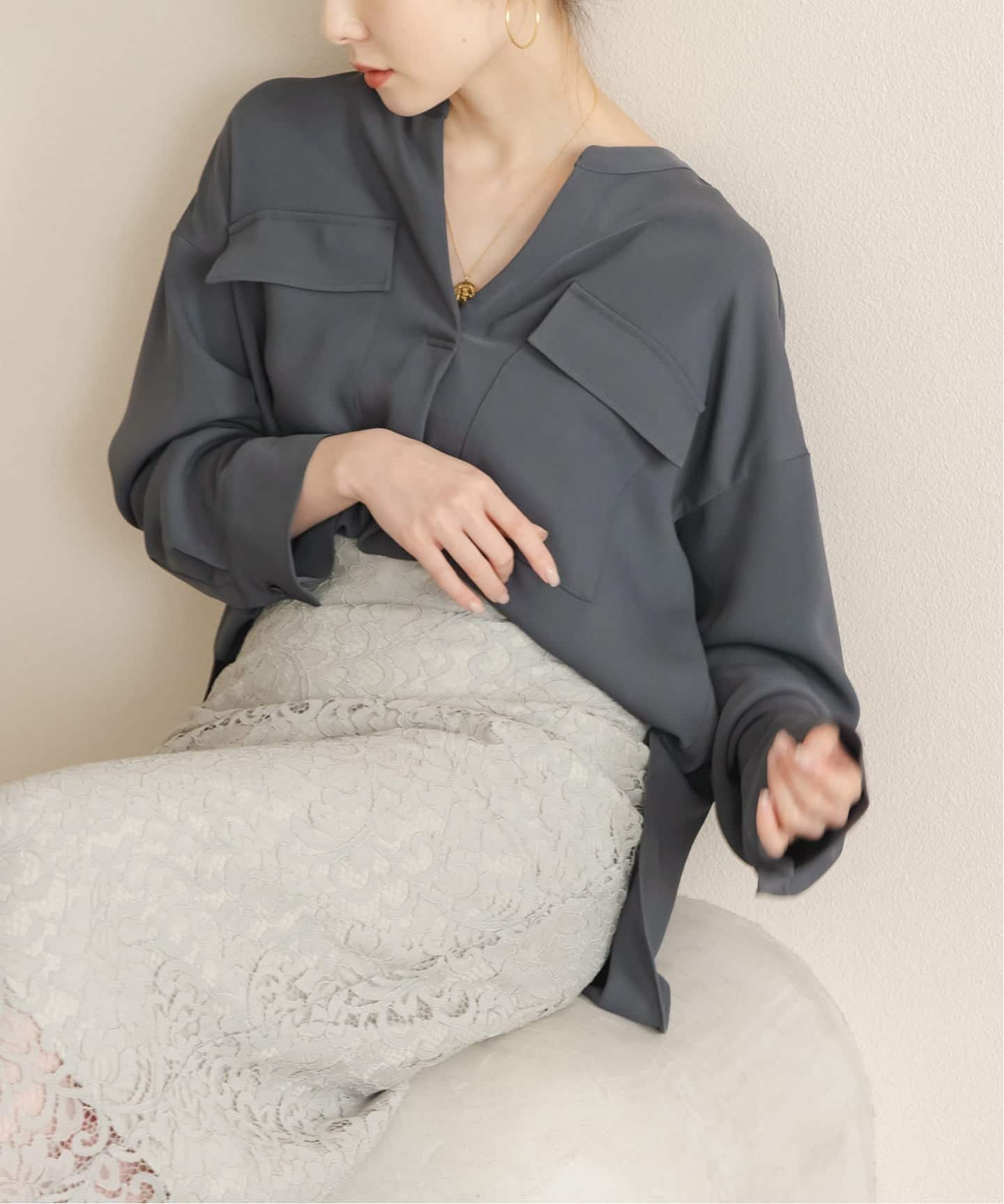 [追加/WEB限定色] 工作细节垂感衬衫