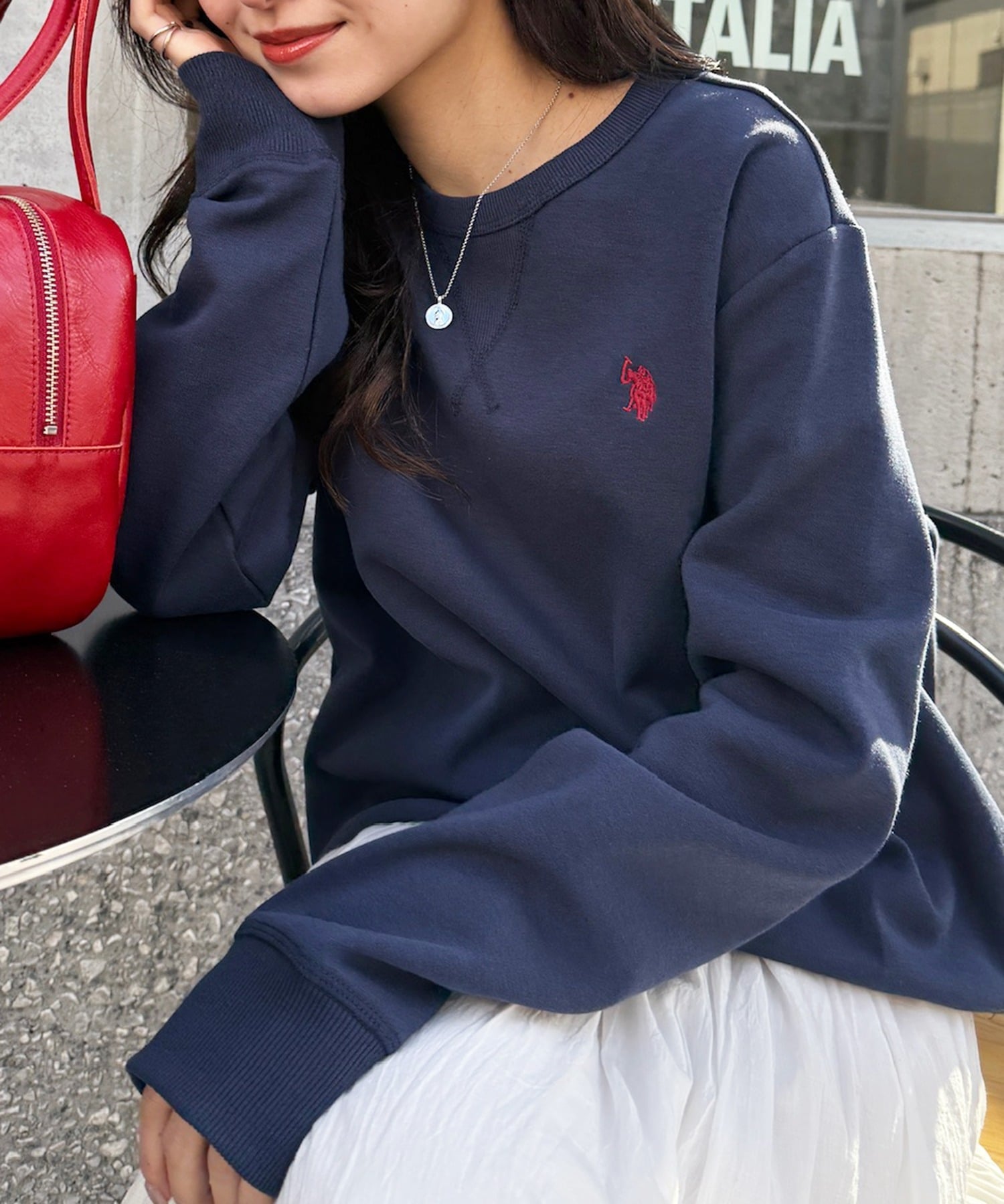 U.S. POLO ASSN./One Point Logo 双面运动衫 3 针 ST 运动衫