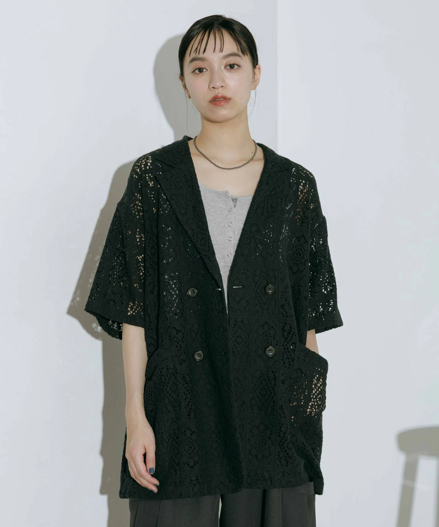 工艺蕾丝W夹克