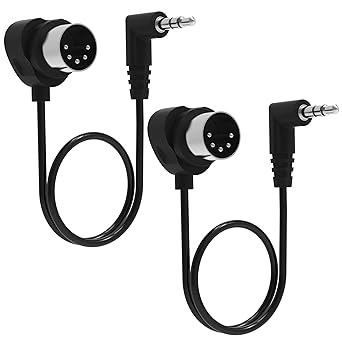 FORE TRS 3.5 毫米 MIDI 电缆 2 件装 1 英尺 / 30 厘米 A 型 TRS 3.5 毫米转 MIDI 5 针 Din 电缆，带超小插头，适用于狭小空间 2 件装 1 英尺 / 30 厘米