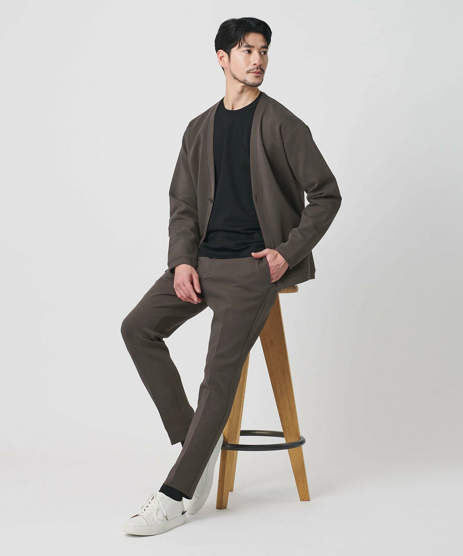 [网页限定WARDROBE SMART]双面针织无褶休闲裤/套装兼容[抗菌防臭]