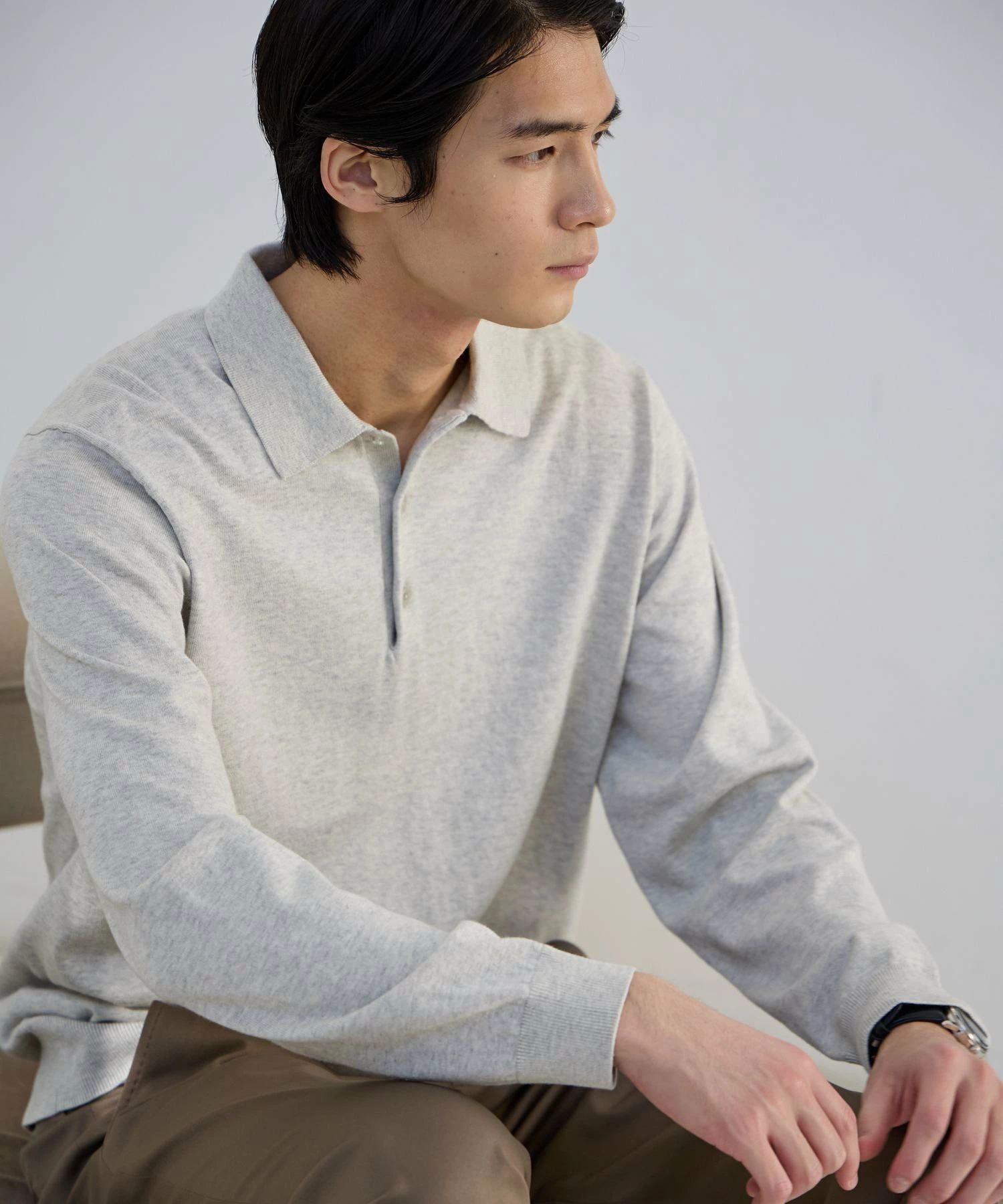 真丝混纺针织/针织 Polo 衫/Salon de GW/638786