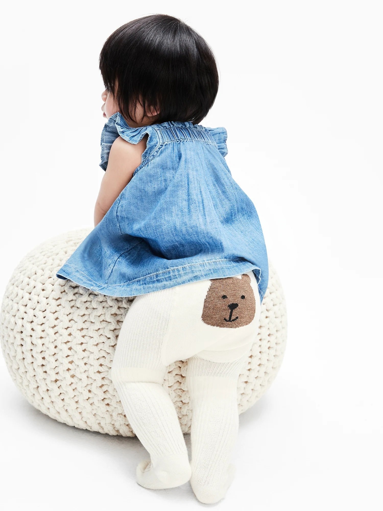 (K) 小熊绞花针织连裤袜（婴儿和幼儿）