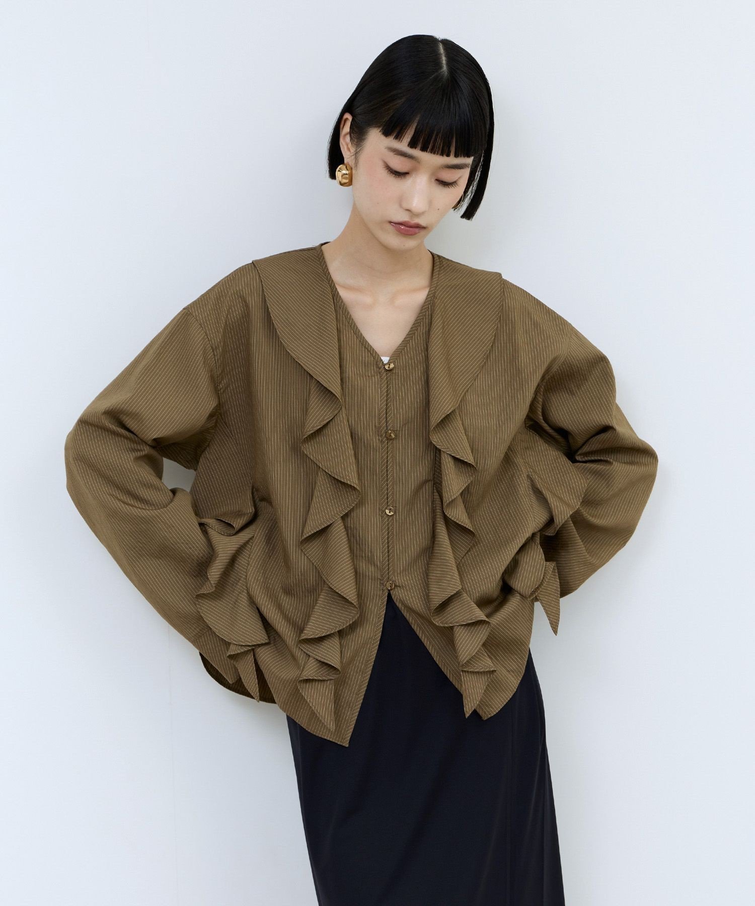 [WEB限定] 荷叶边荷叶边衬衫